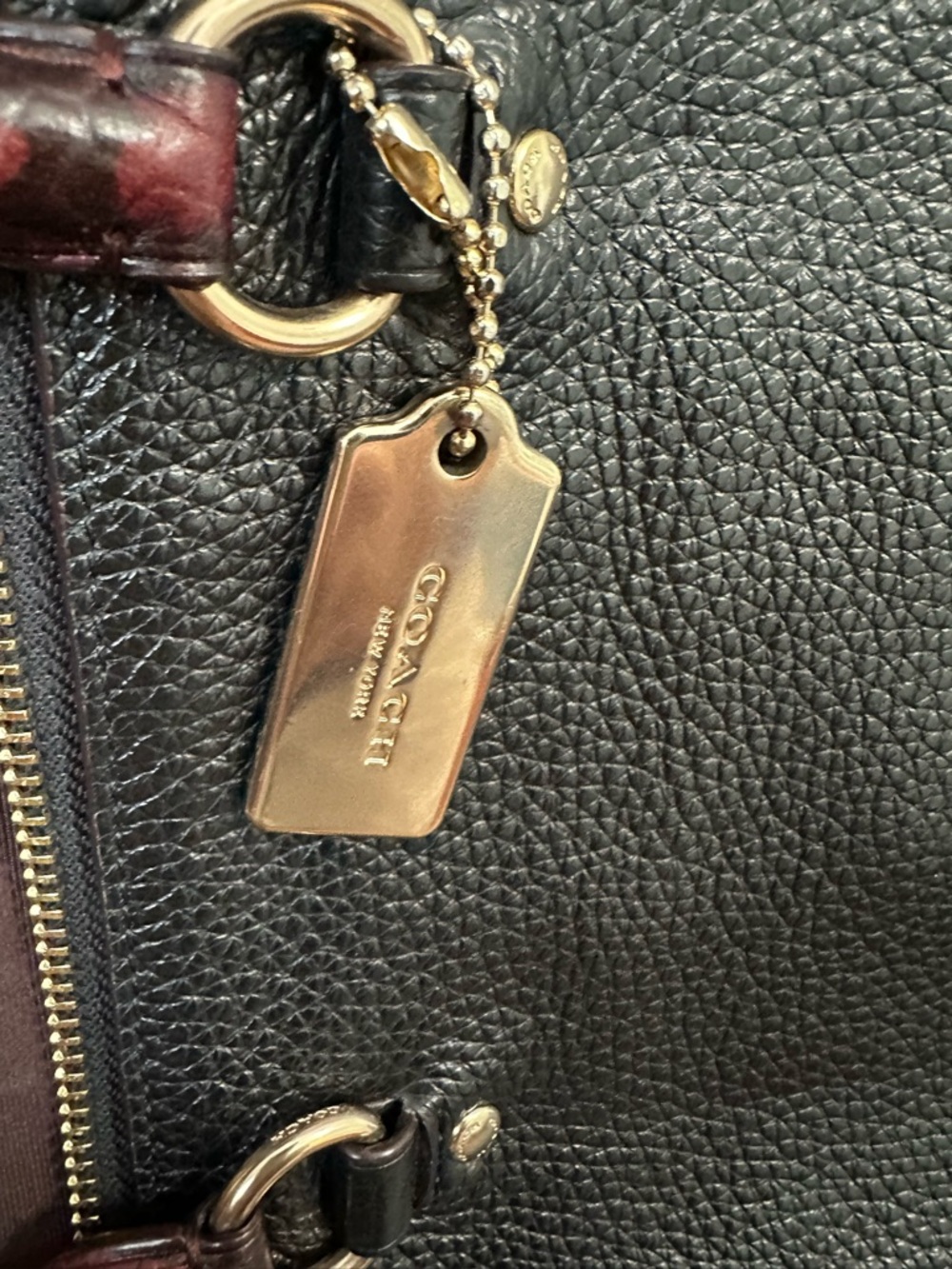 Coach Mini Emma Black Leather Satchel with Dark Brown Trim and Crossbody Strap - Picture 11 of 12